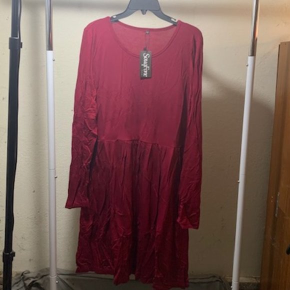 Souq Fone Women's Wine Red Long Sleeve Tunic Dress XL NWT - Picture 1 of 11